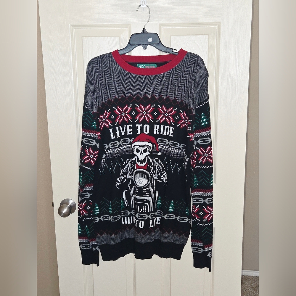Men's Live To Ride Christmas Sweater SZ XL